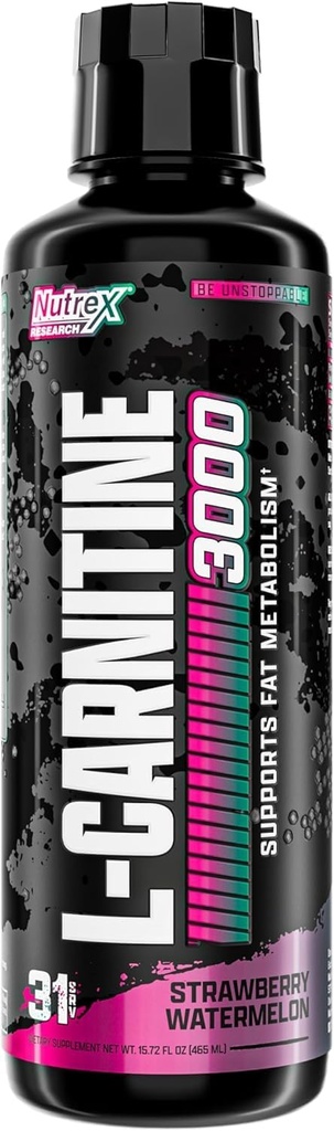 Nutrex Research Liquid Carnitine 3000 | (Strawberry Watermelon) | Premium L Carnitine Liquid, Stimulant Free 31 Servings