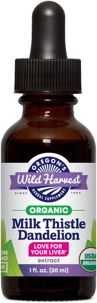 Oregon's Wild Harvest Milk Thistle Dandelion Organic Extract, 1 Fluid Ounce