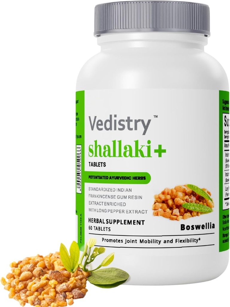 Shallaki Boswellia Serrata Extract Supplements for Women | 700mg Herbal Capsules for Bone and Joint Wellness | Indian Frankincense Supplement | 60 Vegan Tablets