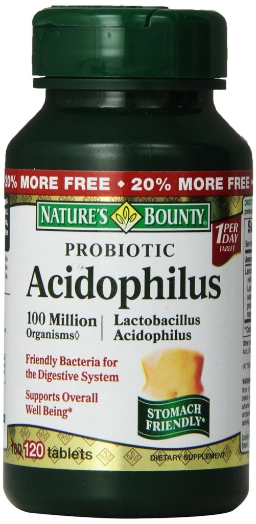 Nature's Bounty Probiotic Acidophilus Tablets, 120 ea (Pack of 5)