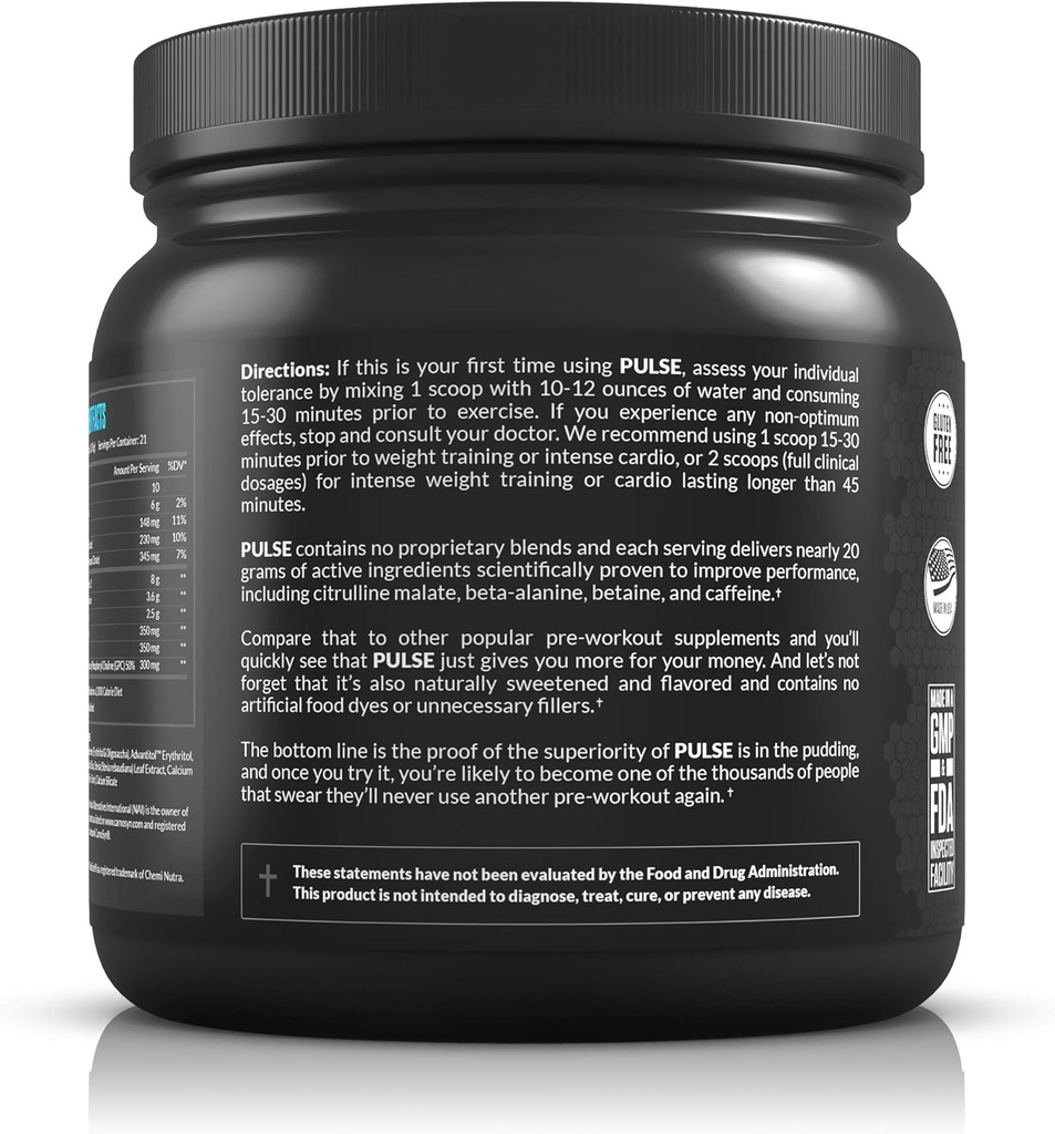 LEGION Athletics Pulse Pre-Workout Supplement - Smooth Energy Rush