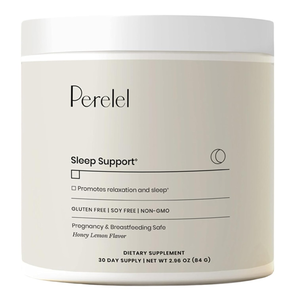 Perelel Sleep Support Magnesium Powder Blend with Lemon Balm, Relaxing Herbal Formula, Soy & Gluten Free, Non GMO, Honey Lemon Flavor, 2.96 Oz