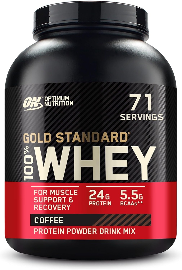 Optimum Nutrition Gold Standard 100% Whey Protein Powder, Coffee, 5 Pound (Packaging May Vary)