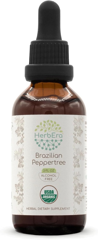 Brazilian Peppertree B60 USDA Organic Tincture | Alcohol-Free Extract, High-Potency Herbal Drops | Certified Organic Brazilian Peppertree (Schinus terebinthifolius) Dried Fruit (2 oz)