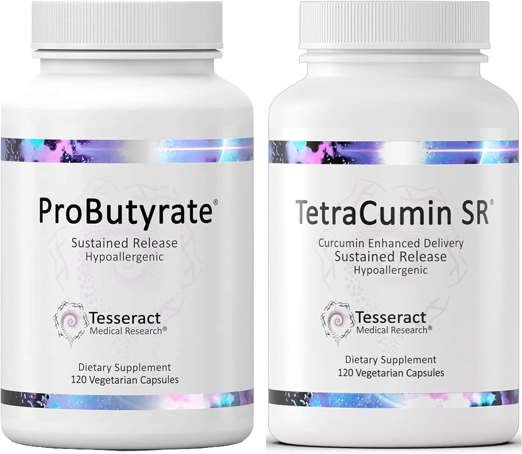 Tesseract Medical Research ProButyrate Gut Health Supplement, Butyric Acid Complex & TetraCumin SR Joint Support Supplement, Sustained Release