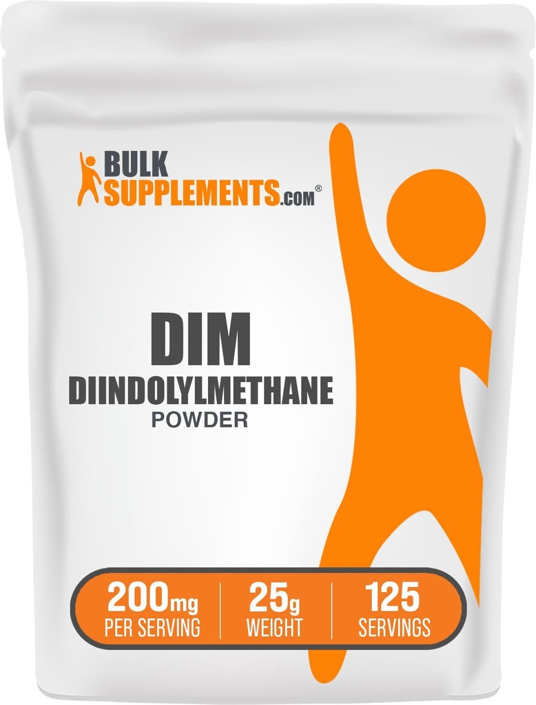 BulkSupplements.com DIM Powder - Diindolylmethane Powder, DIM Supplement for Men & Women - Unflavored & Gluten Free, 200mg per Serving, 25g (0.88 oz) (Pack of 1)