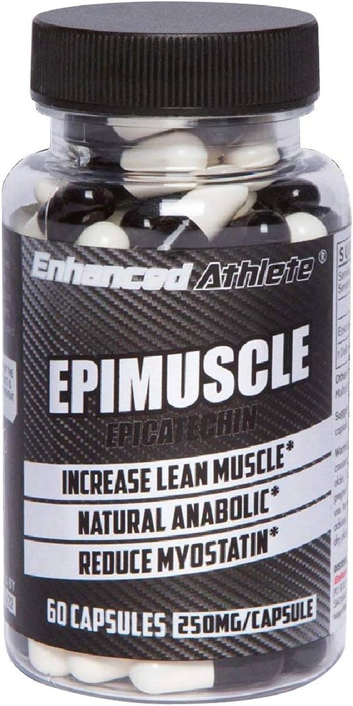 Enhanced Athlete Epimuscle - Natural Anabolic, Increase Lean Mass, Reduce Myostatin, 250mg Pure Epicatechin/ 60 Capsules
