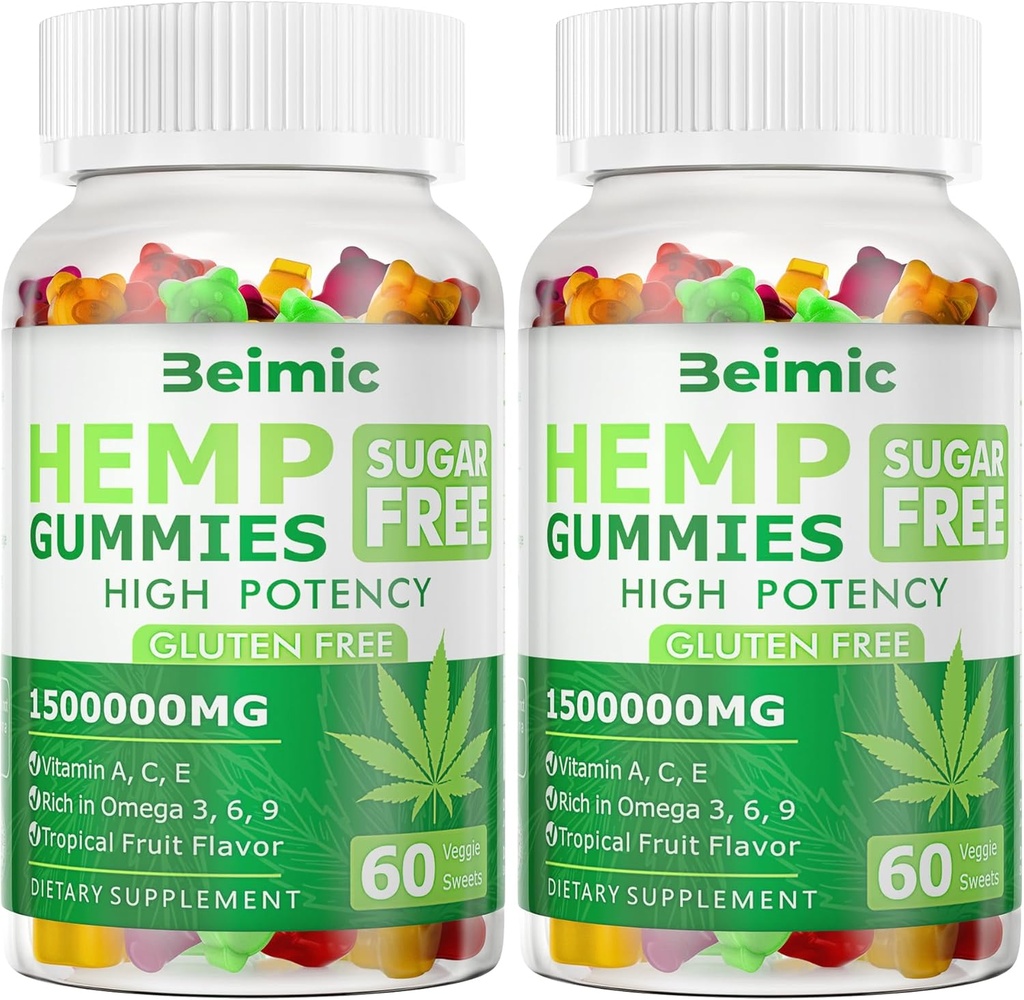 Naturals Fruit Hemp Gummies 1,500,000mg High Strength - Natural Hemp Oil Infused Gummies Great for Peace & Relaxation,America's #1 Favorite Hemp Gummy Brand! 60 Gummies-(Pack of 2)
