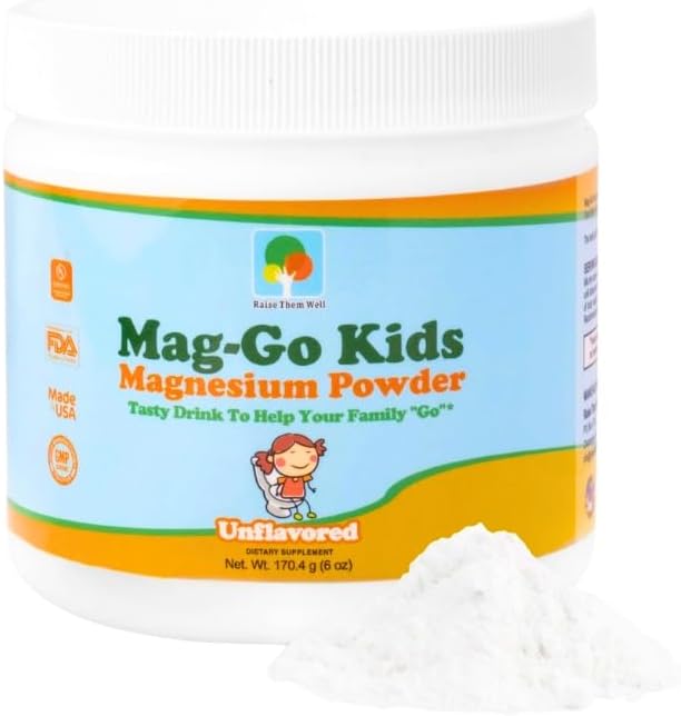 Mag-Go Kids Magnesium Powder | Constipation Relief (Unflavored) | 140 Servings per Tub