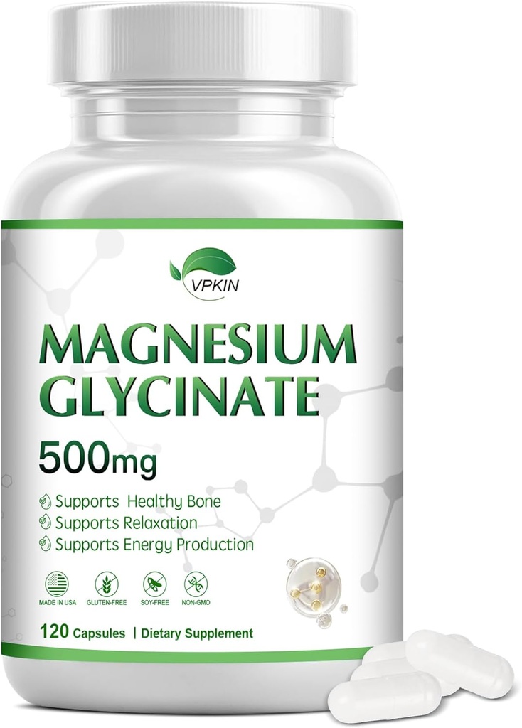 Magnesium Supplement,Magnesium Glycinate,Magnesium Capsules for Immune System,Energy Support, with Vitamin B6 and Magnesium Citrate,High Absorption,Vegan, Non GMO (120 Capsules)