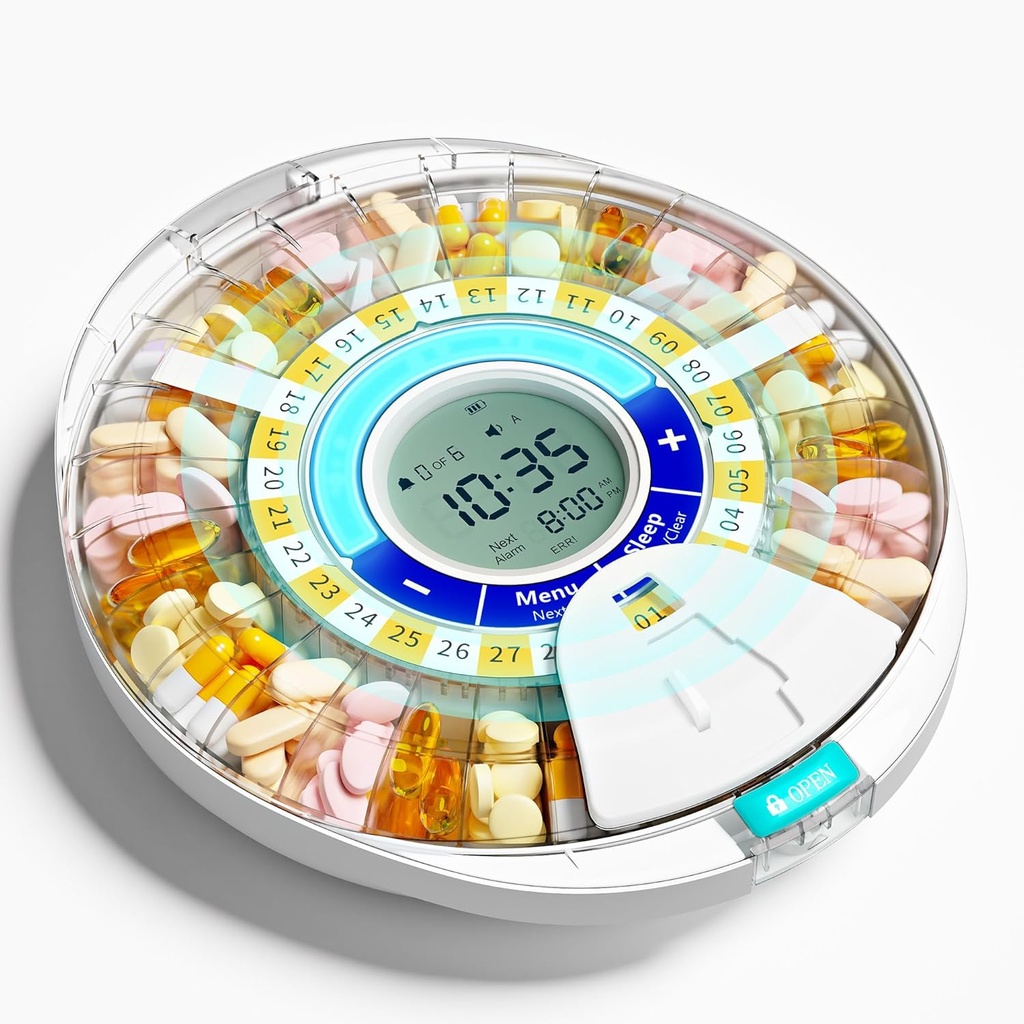 Upgraded Automatic Pill Dispenser for Elderly with Alarm: Smart Pill Dispenser Machine with 28-Slot, Mix-Proof Tech & XL LCD, Enhanced Durability for Daily Medicine Management