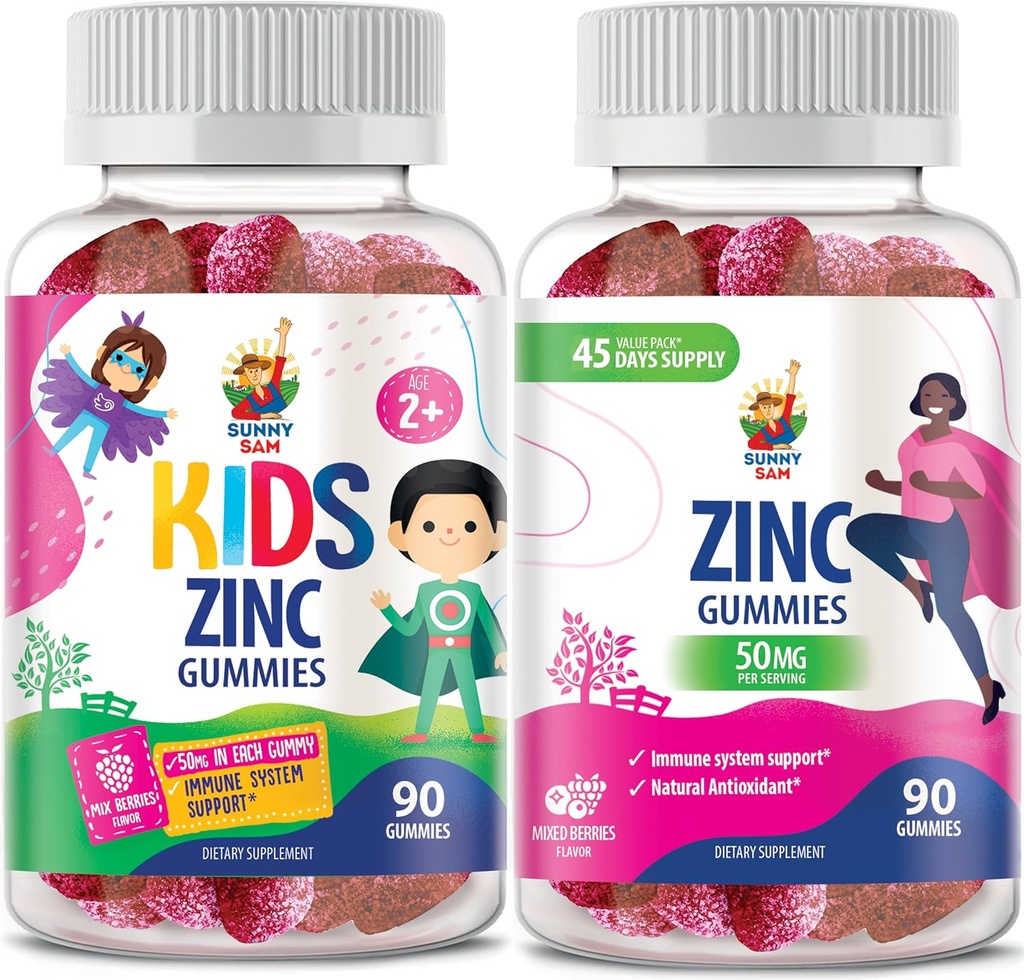 Zinc Gummies for Adults & Zinc Gummies for Kids. Zinc Chewable Gummy for Immune Support - Powerful Natural Antioxidant Non-GMO Supplement for Children Men Woman Adults