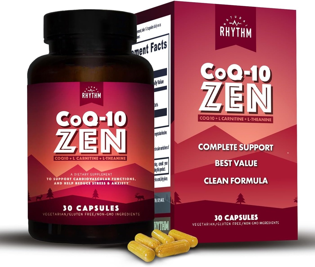 Natural Rhythm CoQ10-ZEN (Coenzyme Q10 + L-Carnitine + L-Theanine) - 30 Capsules