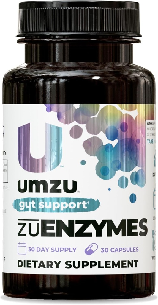 UMZU ZuEnzymes Digestive Enzymes Supplement | 21 Enzymes for Gut Health Support, Digestion & Nutrient Absorption | Helps Break Down Lactose, Carbs, Proteins & Fats (30 Day Supply | 30 Capsules)
