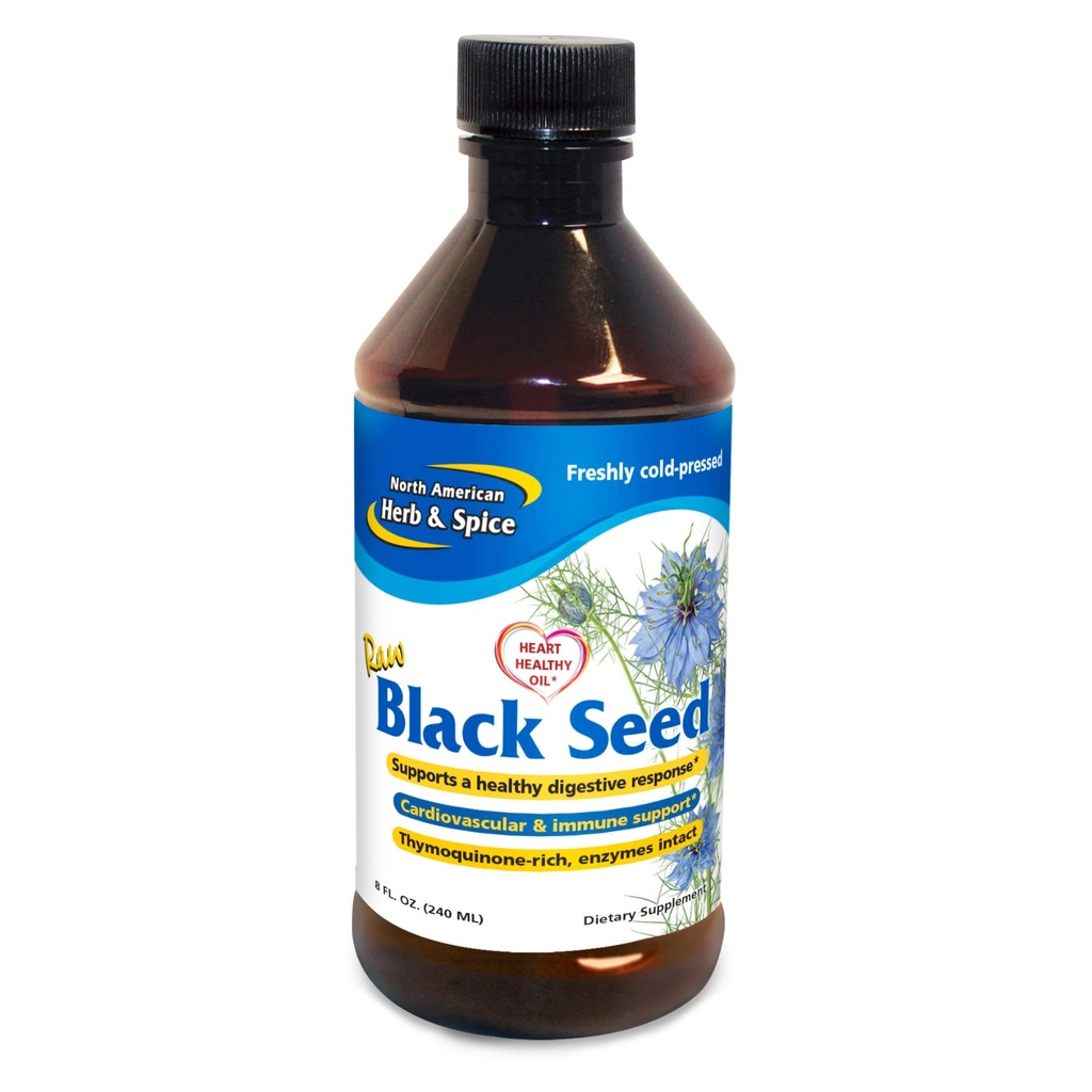 North American Herb & Spice Black Seed Oil - 8 fl. oz. - Cardiovascular, Digestive & Immune Support - Contains Wild, Mediterranean Oreganol P73 Oregano Oil - Non-GMO - 48 Total Servings