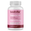 BESTVITE Vegan Vitamin D3 5000 IU + Vitamin K2 100 mcg as MK-7 (120 Vegetarian Capsules) - No Stearates - Vegan - Non GMO - Gluten Free
