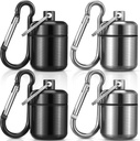 Hicarer 4 Pack Ear Plug Carrying Case Portable Pill Holder Case Waterproof Metal Small Pill Container Carrier for Earplugs and Jewelry Holder(Black, Gray)