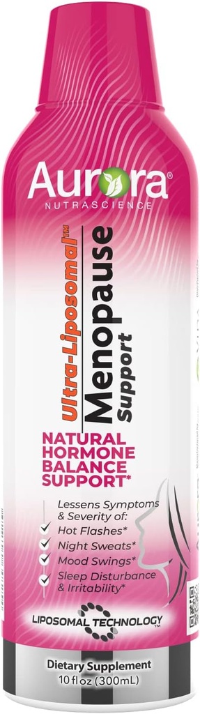 Aurora Nutrascience Ultra-Liposomal Menopause Support with Clinically Proven EstroG-100 to Reduce Menopause & Perimenopause Symptoms, Hot Flashes, Night Sweats, Mood Swings, 30 Servings, 10 fl oz