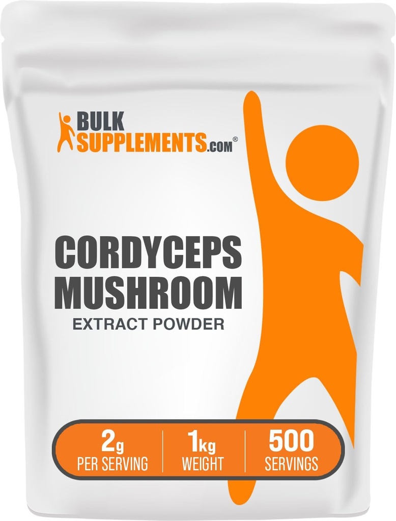BulkSupplements.com Cordyceps Mushroom Extract Powder - Cordyceps Sinensis, Mushroom Supplement - Vegan & Gluten Free, 2g per Serving, 1kg (Pack of 5) (11 lbs)
