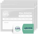 LivaClean 425 Pack Upgraded Thickness Pill Pouches for Travel - Pill Bags, Medicine Bag for Traveling