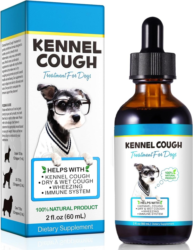 Kennel Cough Treatment for Dogs, Kennel Cough Herbal Drops - 2.02 Fl.oz / 60 ml