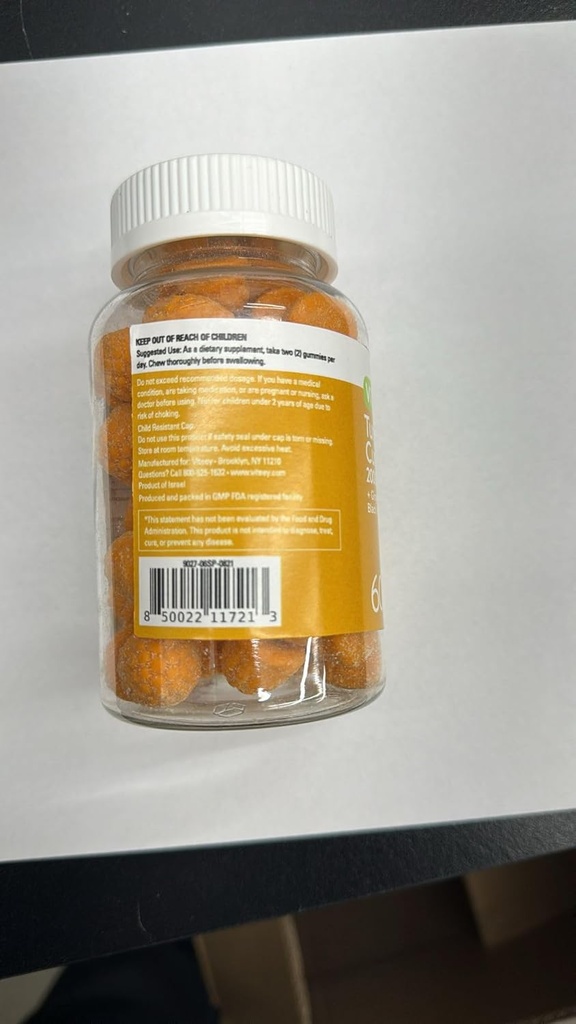Turmeric Curcumin Gummies with Ginger & Black Pepper Herbal Supplement, 2000mg, Immune Support, Healthy Skin, and Joint Health, Vegan, Pectin Based, for Adults and Teens-Chewable Peach Flavor