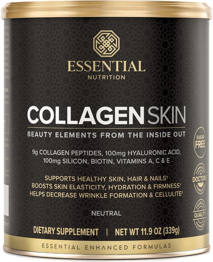 Collagen Skin - Hydrolyzed Collagen Peptides, with Hyaluronic Acid, Silicon & Biotin - Hair, Skin & Nails - Neutral - 11.9 oz (30 Servings)