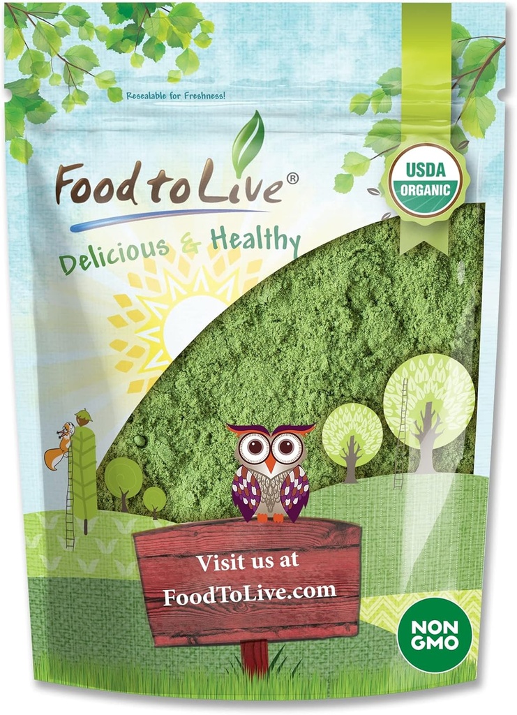 Food to Live - Organic SuperGreens Powder Blend, 8 Ounces - Mixed Kale, Moringa, Spirulina, Wheatgrass Powders. Non-GMO, Pure, Vegan, Bulk. Rich in Antioxidants, Chlorophyll