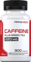 Piping Rock Caffeine Pills 220mg | 300 Tablets | Supplement with Green Tea Extract | Vegetarian, Non-GMO, Gluten Free