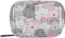 Pill Box Hippo Cartoon 7 Day Pill Case Travel Pill Organizer Bag with Zipper Portable Weekly Vitamin Medicine Supplement Holder Pouch Bag