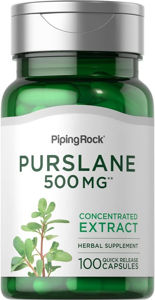 Piping Rock Purslane Supplement 500mg | 100 Capsules | Portulaca Oleracea | Non-GMO, Gluten Free