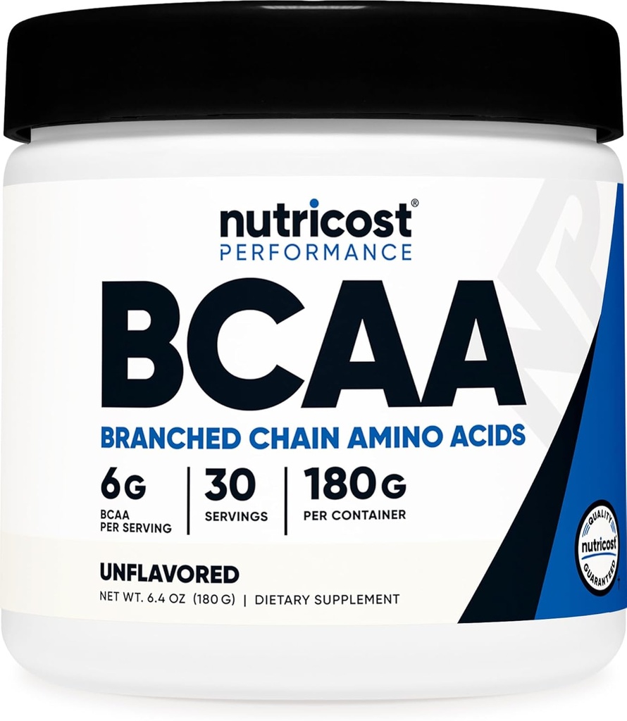 Nutricost BCAA Powder (Unflavored, 30 Servings) - Vegetarian, Non-GMO, Gluten Free, Optimal 2:1:1 Ratio
