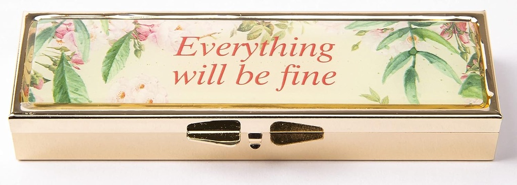 AmyZone Pill Organizer Weekly 7 Day Travel Portable Compact Pill Box Pill Case to Hold Vitamins/Tylenol/Fish Oil/Supplements/Meds/Tablet for Purse/Pocket(Everything Will be fine)