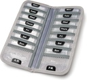 AM/PM Bi-Folding Pill Organizer + Supplement Case for OTC Medicine, Prescription + Vitamins - 14 Labeled Monday-Sunday Slide Lock Pouches, Grey Travel Pill Case