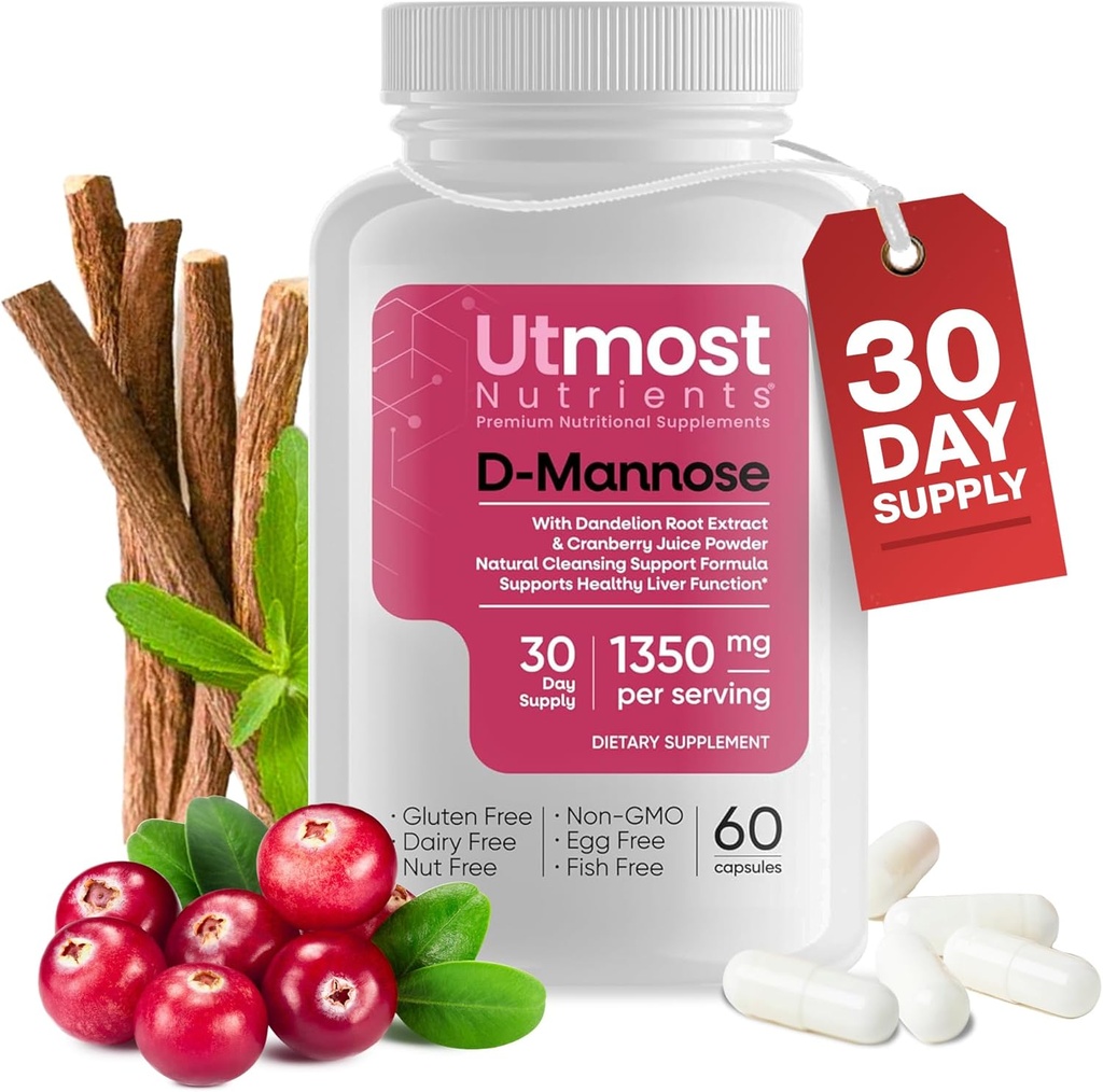 Utmost Urinary D-Mannose Supplement - Urinary Health for Women - Optimized Clinical Strength Formula Cleanses, Flushes and Rebuilds The Urinary System in as Little as 3 Days