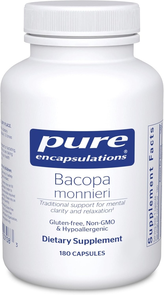 Pure Encapsulations Bacopa Monnieri | Supplement for Brain, Memory, Concentration, and Stress Support* | 180 Capsules