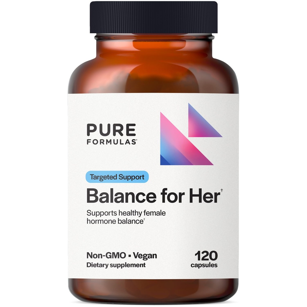 PureFormulas Balance for Her - Hormone Balance for Women - DIM, Black Cohosh, Calcium D-Glucarate, EGCg Green Tea Extract & Chaste Tree Supplement for Mood Support & Estrogen Metabolism -120 Capsules