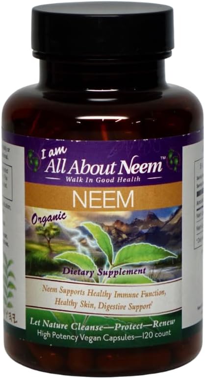 High Potency Organic Neem Leaf Capsules | Herbal Supplement | 120 Count, 1,500 mg with Neem Leaf Extract