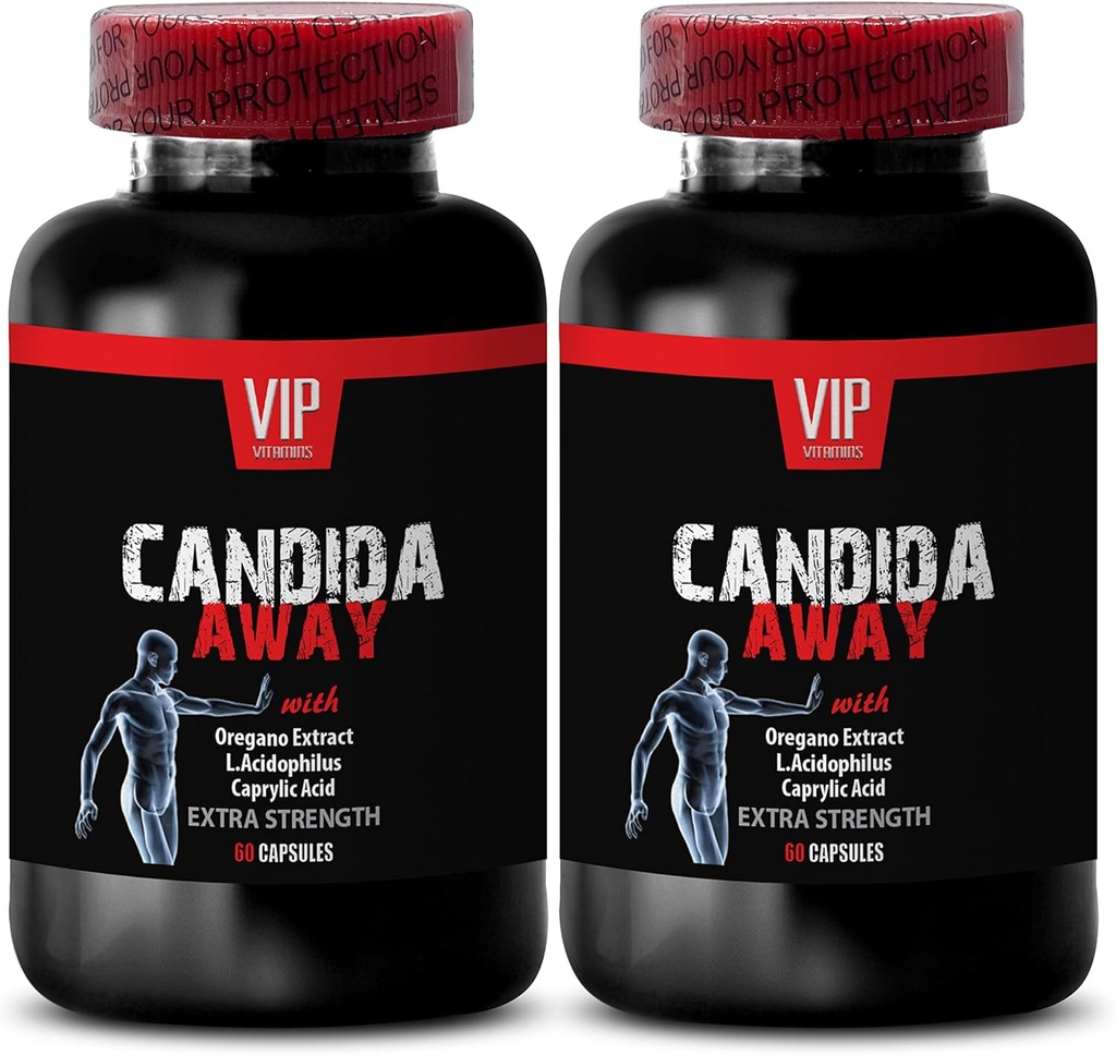 Organic Reishi Mushroom Powder - CANDIDA AWAY - Digestive Cleanse (2 bottles 120 capsules) - Anti Overgrowth Supplement - Oregano Leaf Extract - candida away extra strength - candida cleanse - candida
