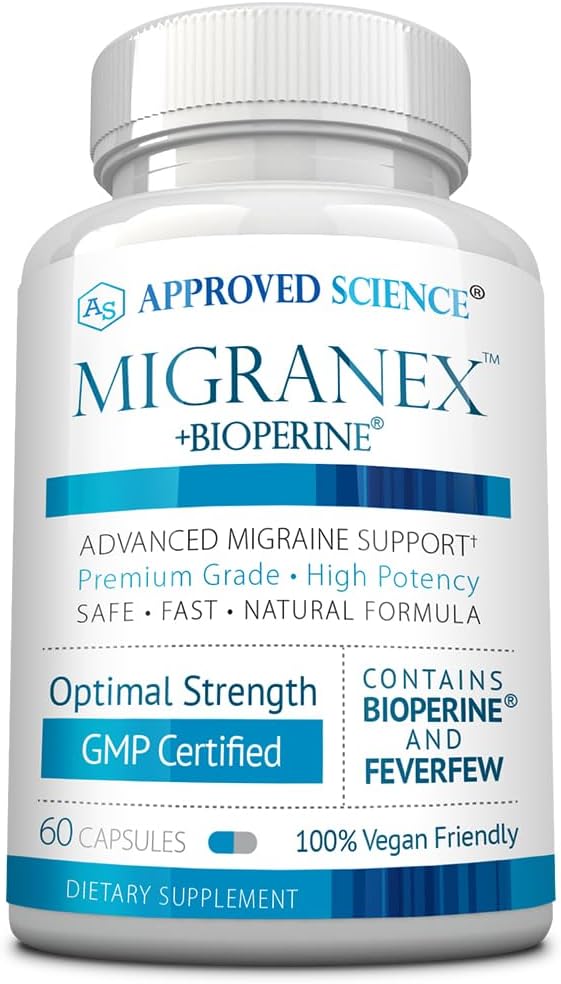 Approved Science Migranex - Migraine & Headache - Magnesium, Feverfew- 60 Capsules - Pack of 1 - Vegan