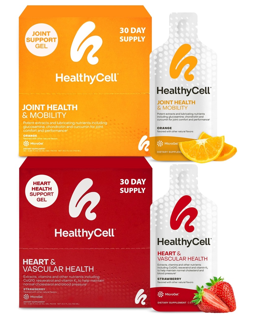 Healthycell Heart & Vascular Health + Joint Health & Mobility Supplements for Men & Women Bundle