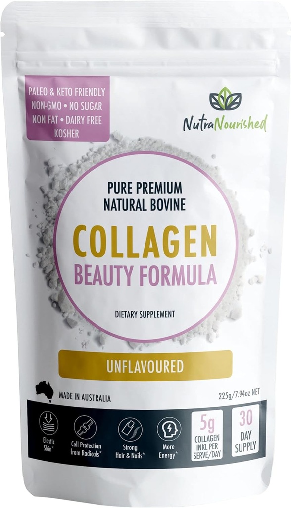 Collagen Beauty Formula Unflavored - The Secret to Glowing and Youthful Skin - Collagen Peptides for Skin Health - Healthy Aging Collagen Supplement (225g)