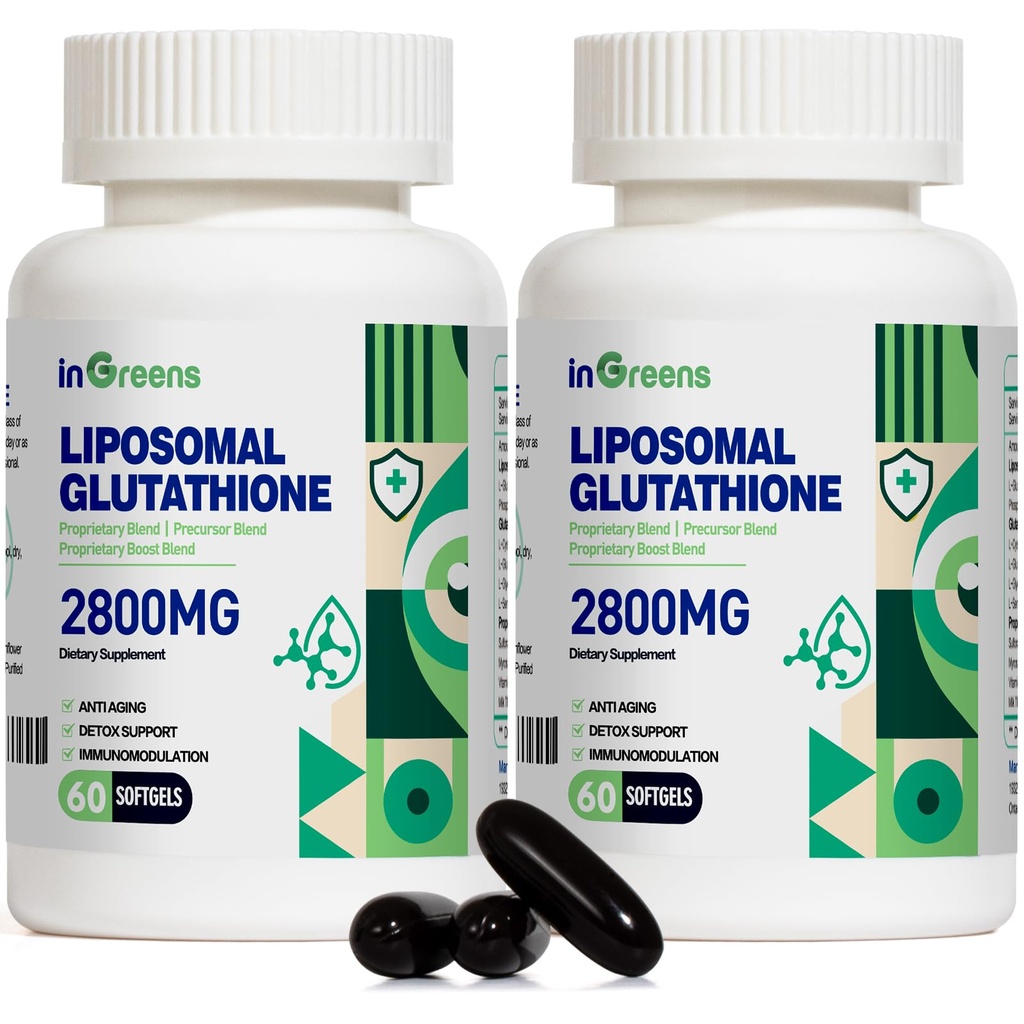 inGreens 2800 MG Liposomal Glutathione Supplement, Detoxifying & Immune, Aging Defense, Energy, Glutathione Unique Formulation Reduced