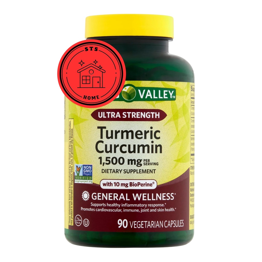 Spring Valley Turmeric Supplement | Turmeric Curcumin Supplement, Ultra Strength 1,500 mg, 90 Count + STS Sticker.