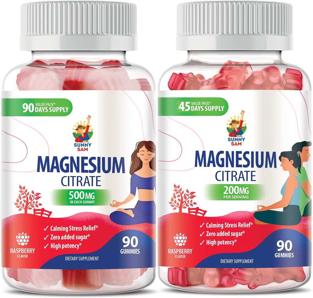 Magnesium Gummies for Kids & Adults - Calm Magnesium Chews - Magnesium Citrate Chewable Supplement for Mood & Muscle Support