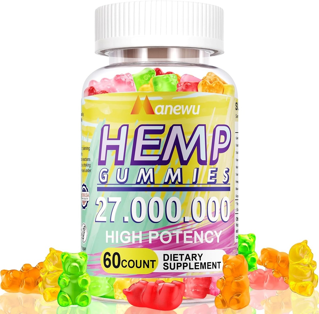Hemp Gummies - High Potency Pure Extra Strength Hemp Supplement - Organic Natural Hemp Oil Vegan Non-GMO Edibles Formula for Adults Relaxation