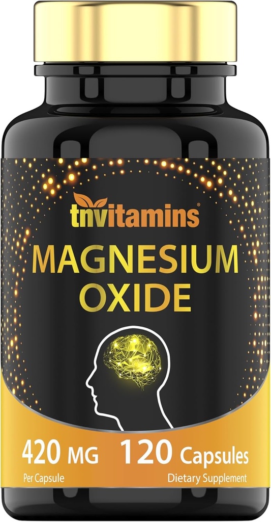 Magnesium Oxide 420mg - 120 Capsules | 4 Month Supply! | 100% Daily Value of Magnesium Oxide in One Capsule | Oxido de Magnesio | Non-GMO, Made in The USA