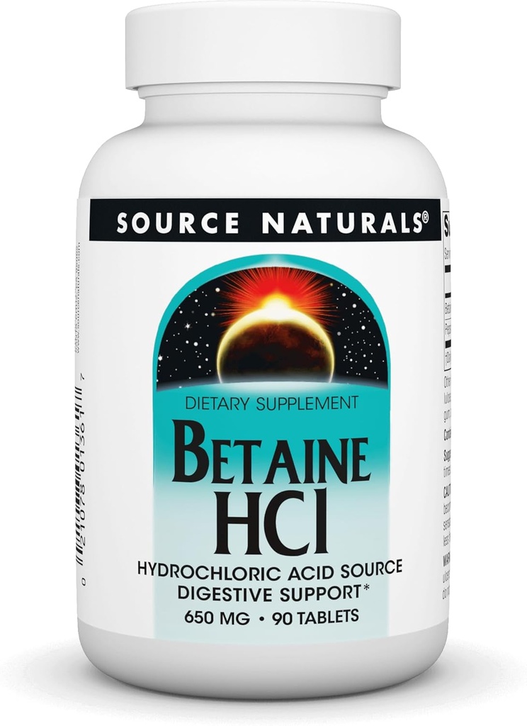 Source Naturals Betaine HCL 650mg, Inc. 90 Tabs