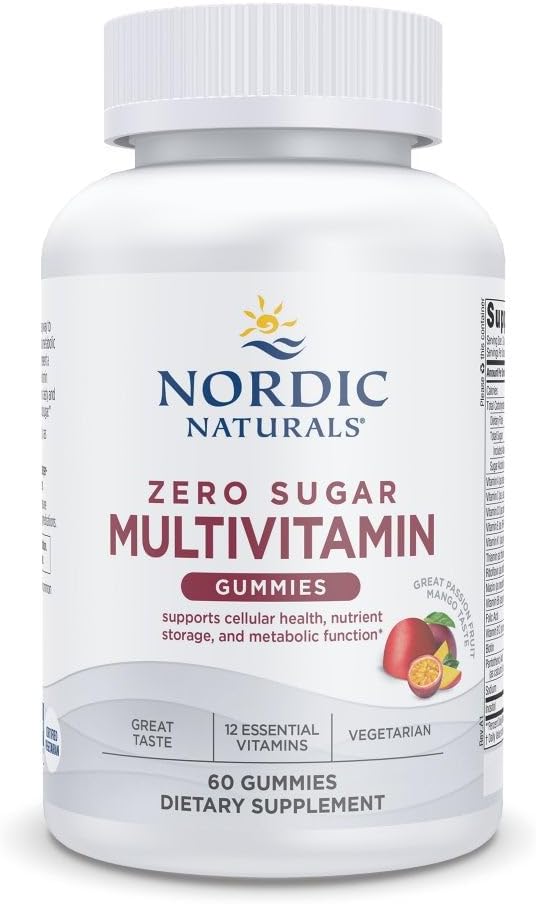 Nordic Naturals Zero Sugar Multi Gummies - Vegetarian Multivitamin Supplement - Passionfruit Mango - 60 Pectin-Based Gummies - 12 Essential Vitamins for Adults - Non-GMO - 30 Servings