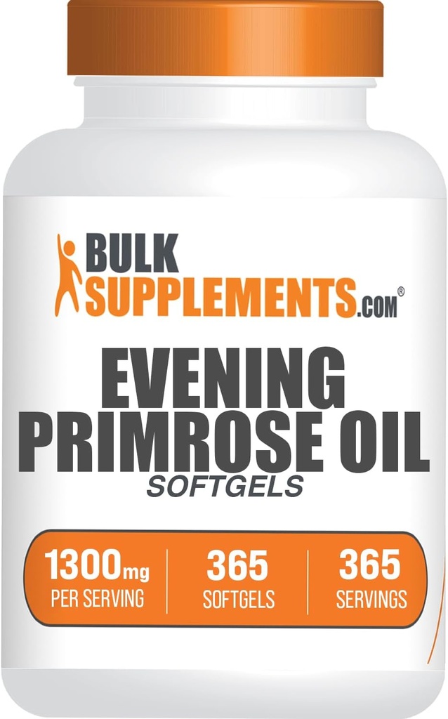 BulkSupplements.com Evening Primrose Oil Softgels - GLA Supplements, Evening Primrose Oil 1300mg - Gluten Free, 1 Softgel per Serving, 365 Count (Pack of 1)